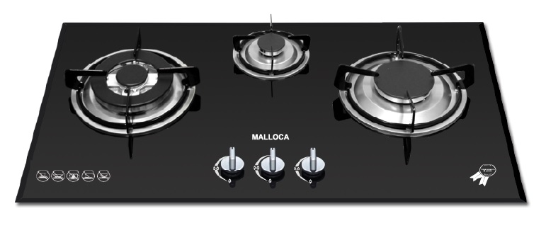 Bếp gas âm 3 vùng nấu 73cm Malloca GHG733BNEW