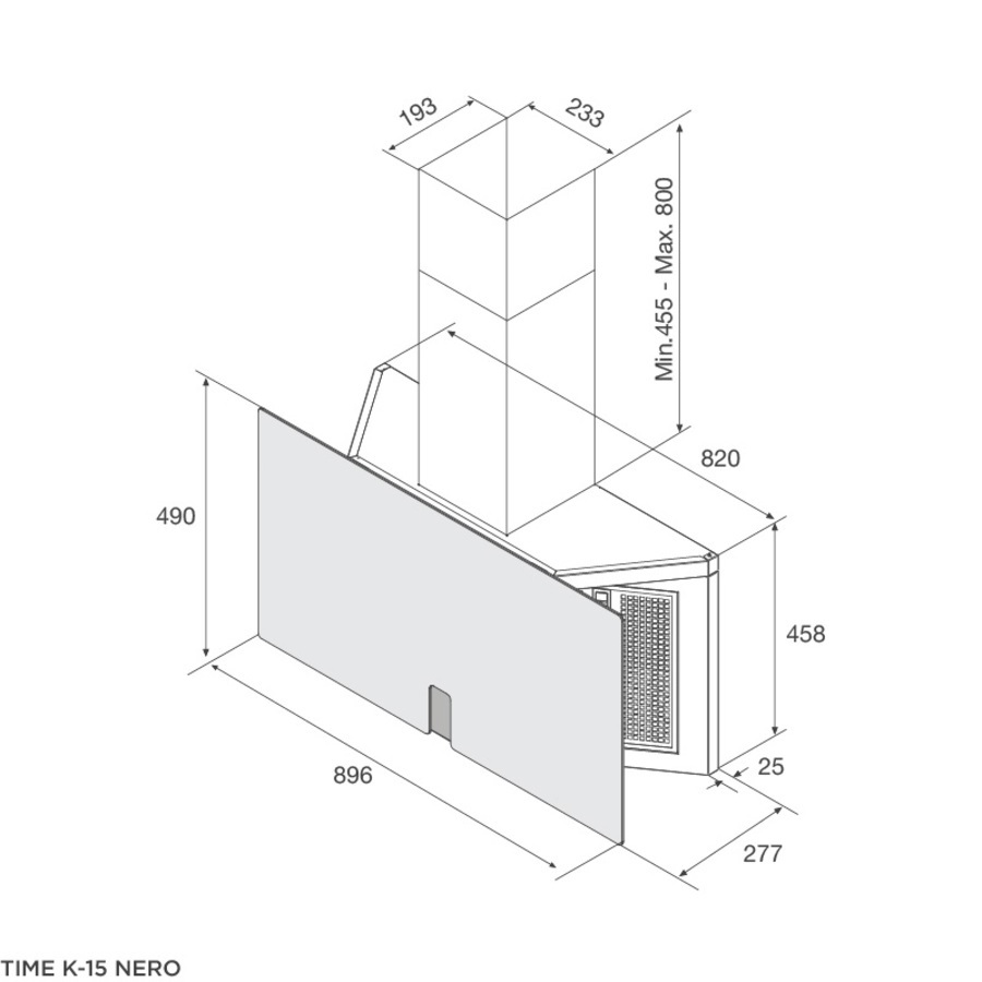 Máy hút mùi áp tường 90cm Malloca TIME K15NERO