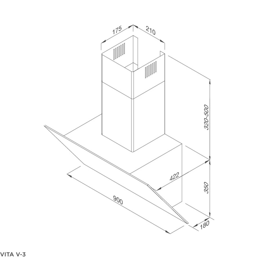 Máy hút mùi áp tường dạng nghiêng 90cm Malloca VITA V3