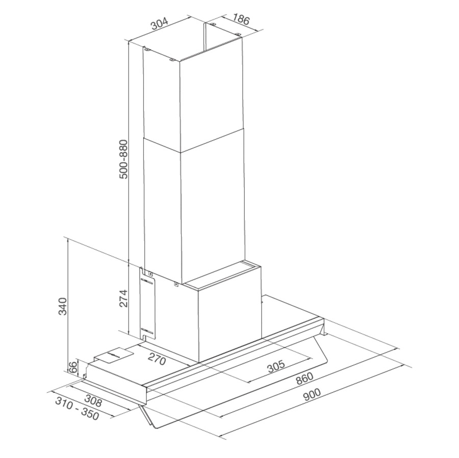 Máy hút mùi âm tủ 90cm Malloca Space MH900SP