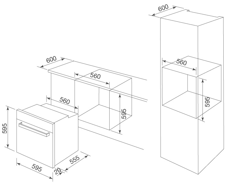 Lò nướng âm tủ 60cm dung tích 65L Malloca MOV659MCB
