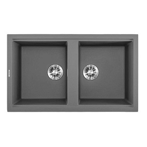 Chậu rửa chén đá granite 2 hố kích thước 86cm Malloca Grey K45099
