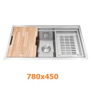 Chậu rửa chén 1 hố inox 304 kích thước 78cm Malloca Slide MS781 - lắp âm hoặc dương