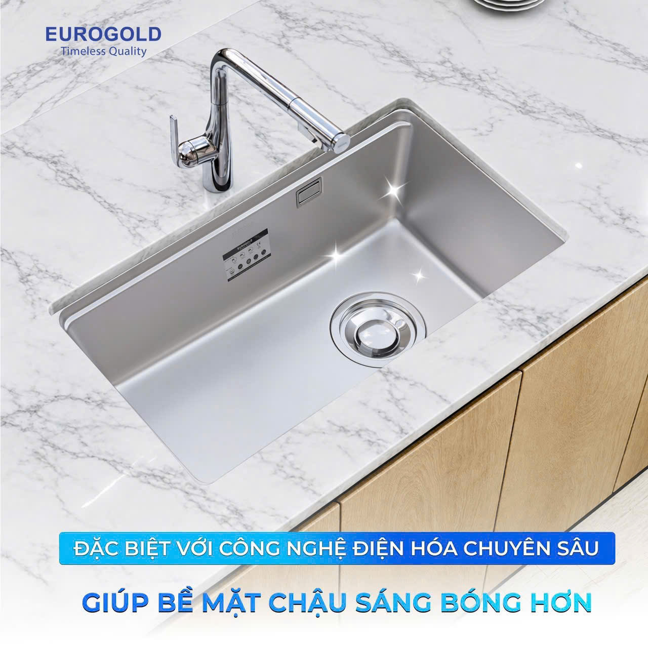 Chậu rửa bát 1 hộc inox SUS304 EUROGOLD EUD17845JB