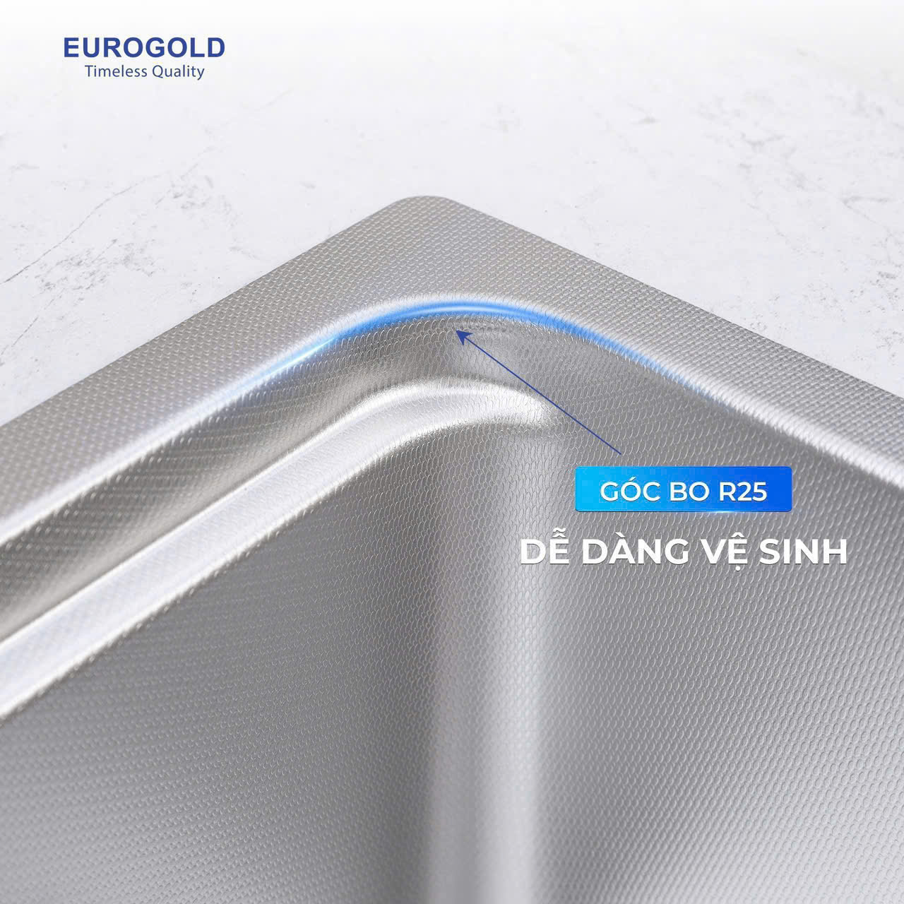 Chậu rửa bát 1 hộc inox SUS304 EUROGOLD EUD17845JB