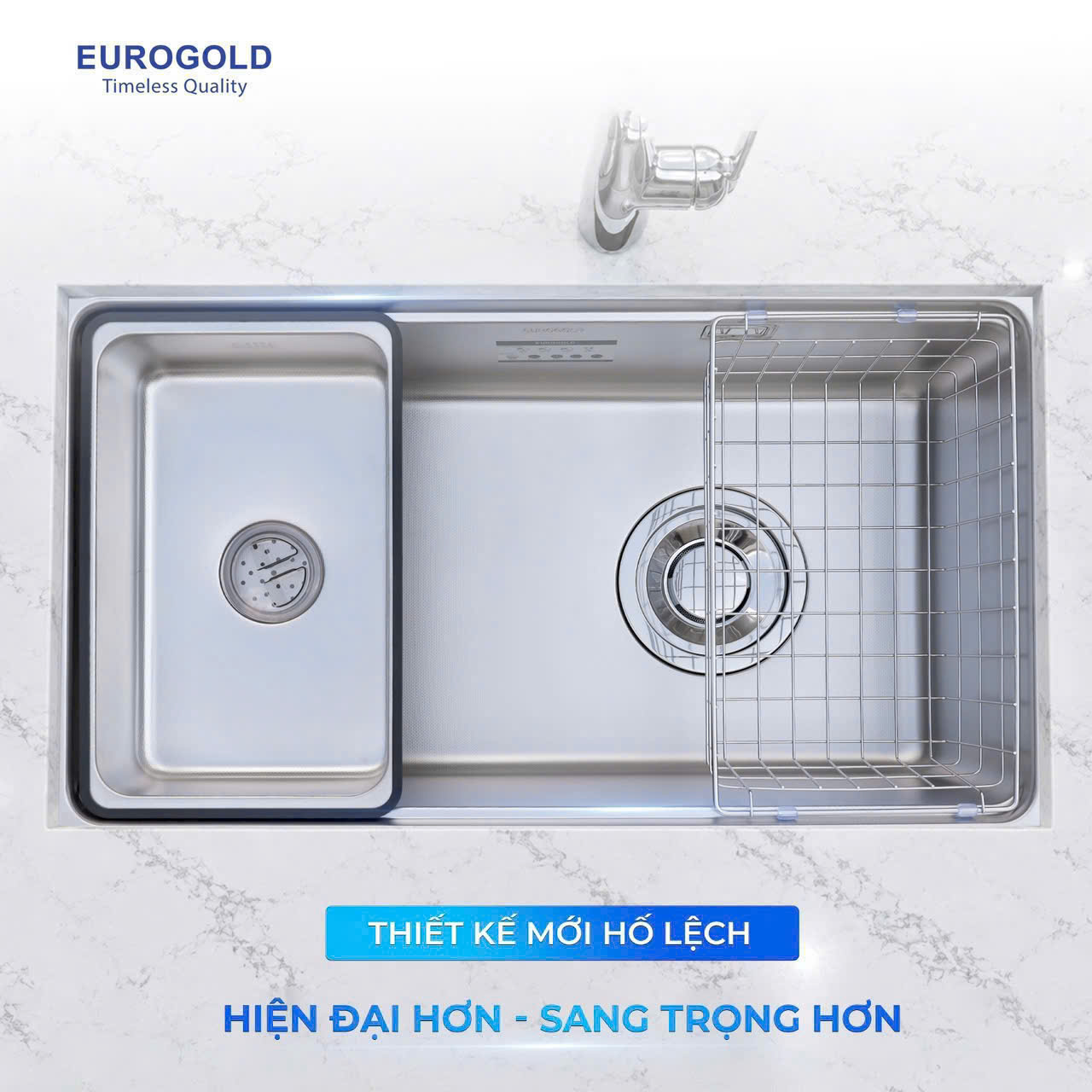 Chậu rửa bát 1 hộc inox SUS304 EUROGOLD EUD17845JB