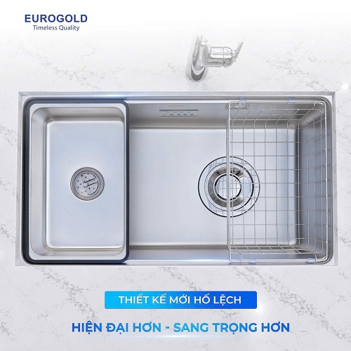 Chậu rửa bát 1 hộc inox SUS304 EUROGOLD EUD17845JB