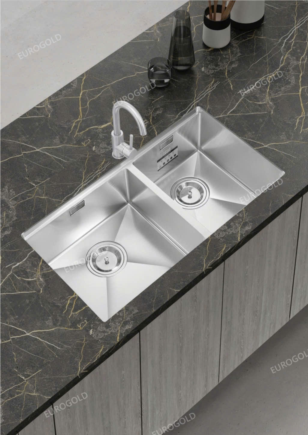 Chậu rửa bát 2 hộc inox SUS304 EUROGOLD EUC28245LB