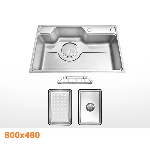 Chậu rửa chén 1 hố inox 304 kích thước 80cm Malloca LINEN MS8048SS