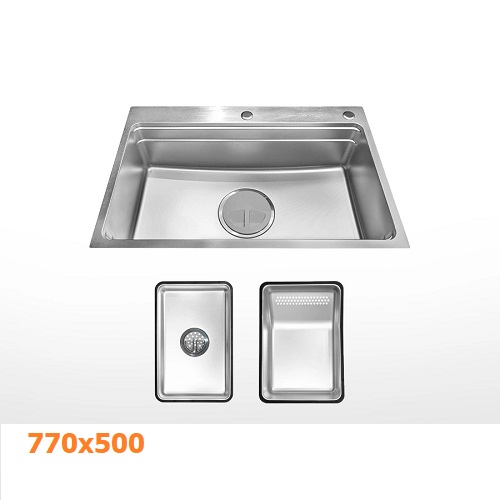 Chậu rửa chén 1 hố inox 304 kích thước 77cm Malloca LINEN MS7750SS