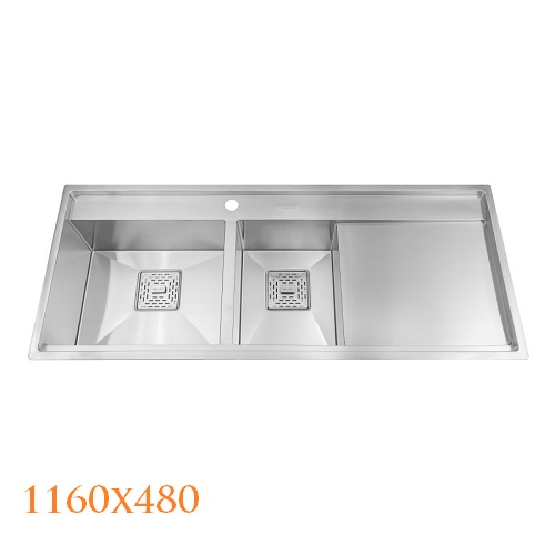 Chậu rửa chén 2 hố Inox 304 kích thước 116cm Malloca MS6306ST