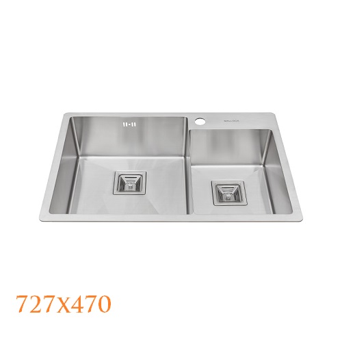 Chậu rửa chén 2 hố Inox 304 kích thước 72.7cm Malloca MS620T