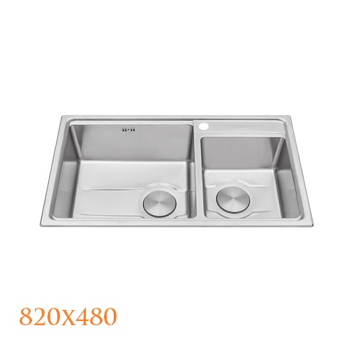 Chậu rửa chén 2 hố Inox 304 kích thước 82cm Malloca MS5082W