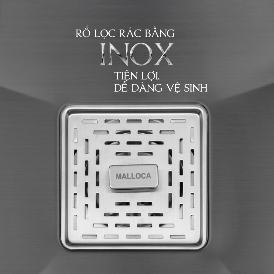 Chậu rửa chén 2 hố Inox 304 kích thước 86cm Malloca MS6304ST