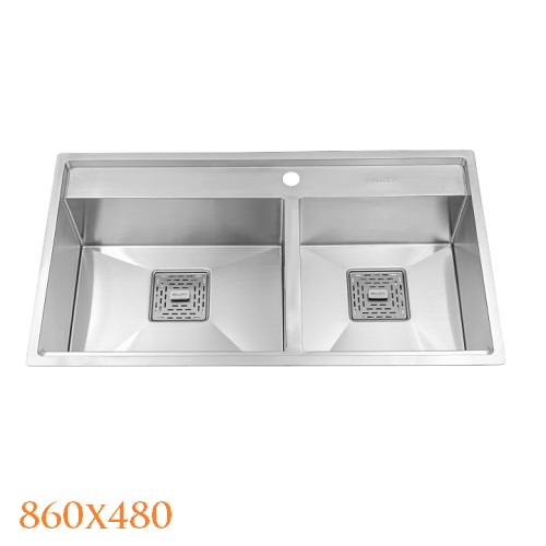 Chậu rửa chén 2 hố Inox 304 kích thước 86cm Malloca MS6304ST