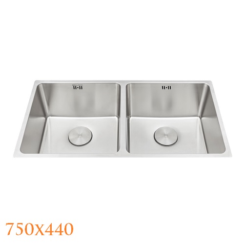 Chậu rửa chén 2 hố Inox 304 kích thước 75cm Malloca MS6075