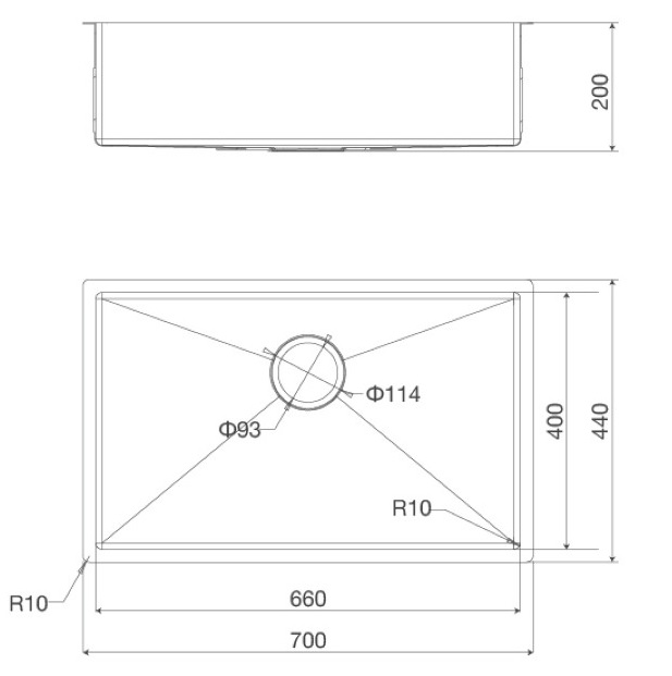 Chậu rửa chén 1 hố Inox 304 kích thước 70cm Malloca MS6070