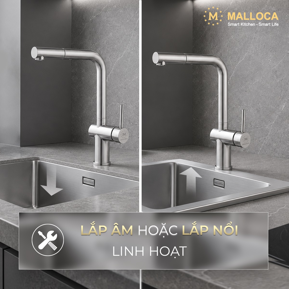 Chậu rửa chén 1 hố Inox 304 kích thước 70cm Malloca MS6070