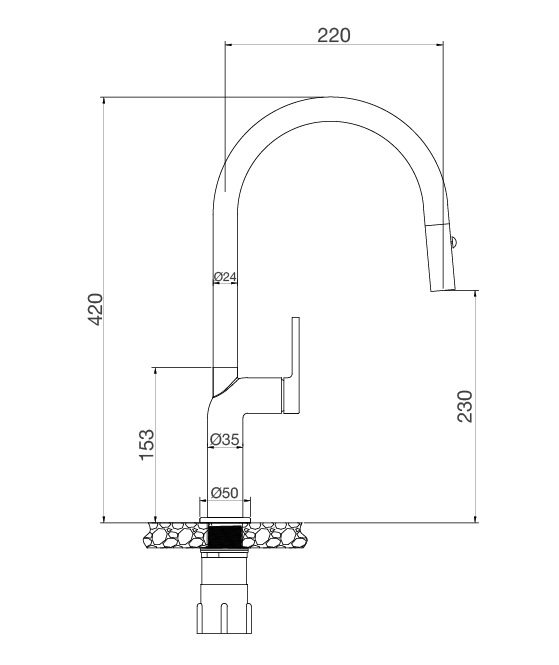 Vòi rửa chén nóng lạnh dây rút đồng thau Chrome Malloca K2203CR