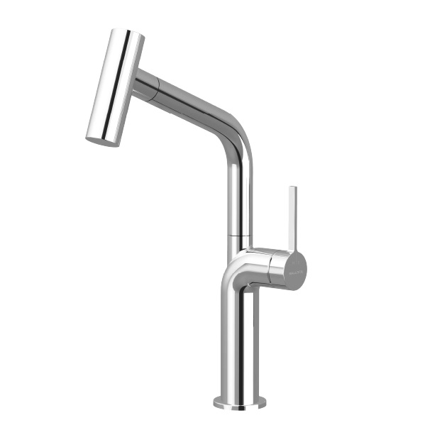 Vòi rửa chén nóng lạnh dây rút đồng thau Chrome Malloca K2206CR