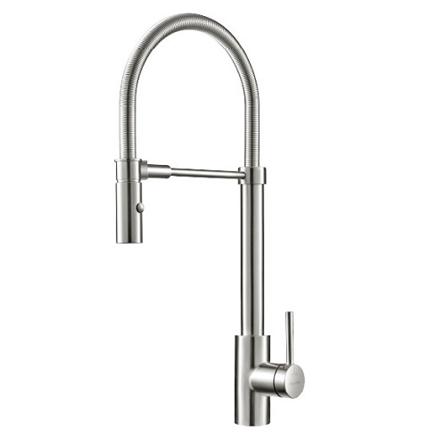 Vòi rửa chén nóng lạnh dây lò xo Inox 304 Malloca LUXSTEEL K088CS