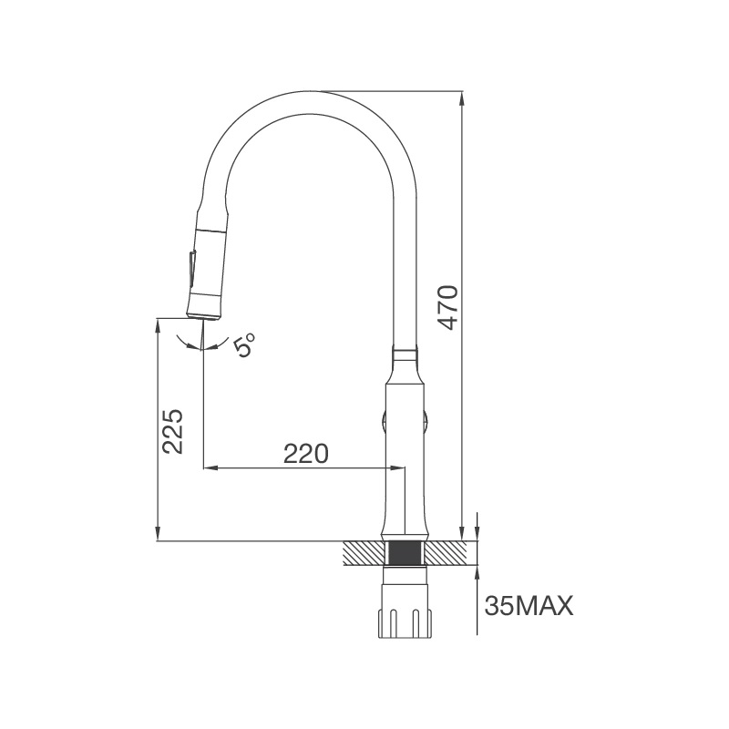 Vòi rửa chén nóng lạnh dây rút đồng thau Chrome Malloca K94C