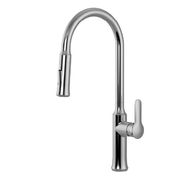 Vòi rửa chén nóng lạnh dây rút đồng thau Chrome Malloca K94C