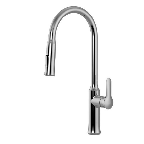 Vòi rửa chén nóng lạnh dây rút đồng thau Chrome Malloca K94C
