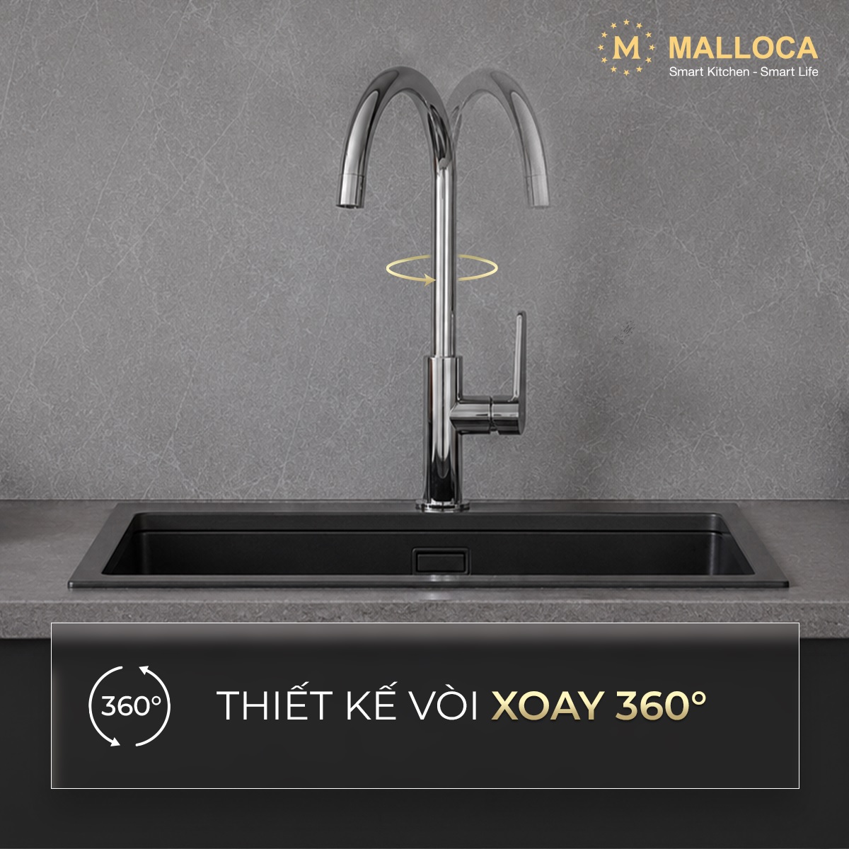 Vòi rửa chén lạnh đồng thau Chrome Malloca K1603CL