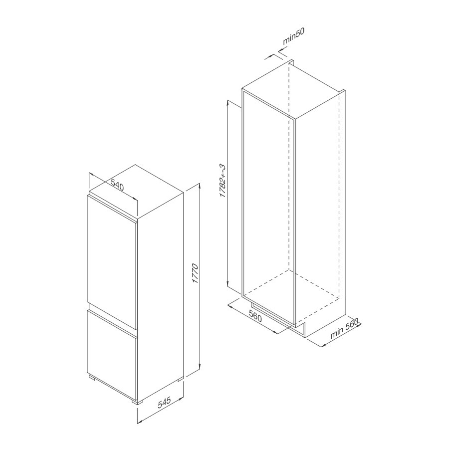 Tủ lạnh âm tủ 54cm 236L Malloca MF246EBI