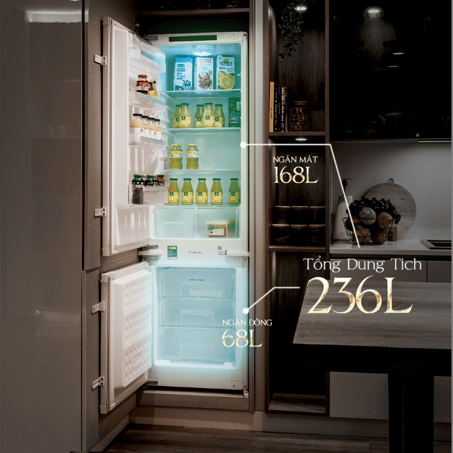 Tủ lạnh âm tủ 54cm 236L Malloca MF246EBI